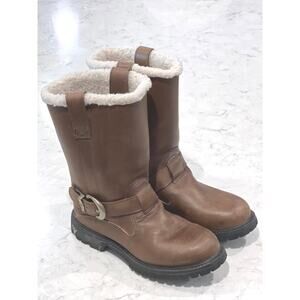 Timberland Youth Nellie Waterproof Nubuck Leather Pull On Snow Boots Sz 6 Brown